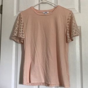 EUC Stella & Dot Olive Eyelet Knit Tee Blush